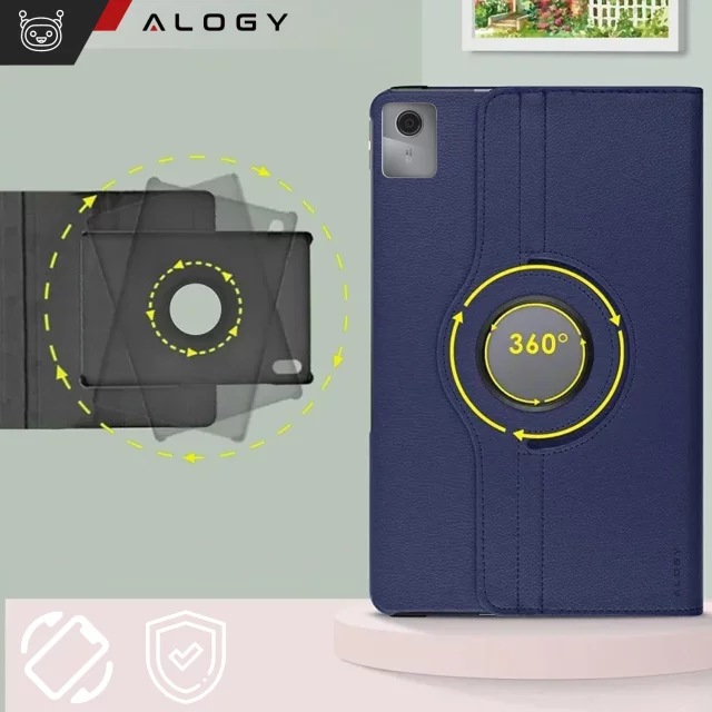 Case 360 für Lenovo Tab M11 10,95 Zoll TB330FU / TB330XU / TB331FC Drehbares Cover Tablet Flip Cover Case Alogy Marineblau