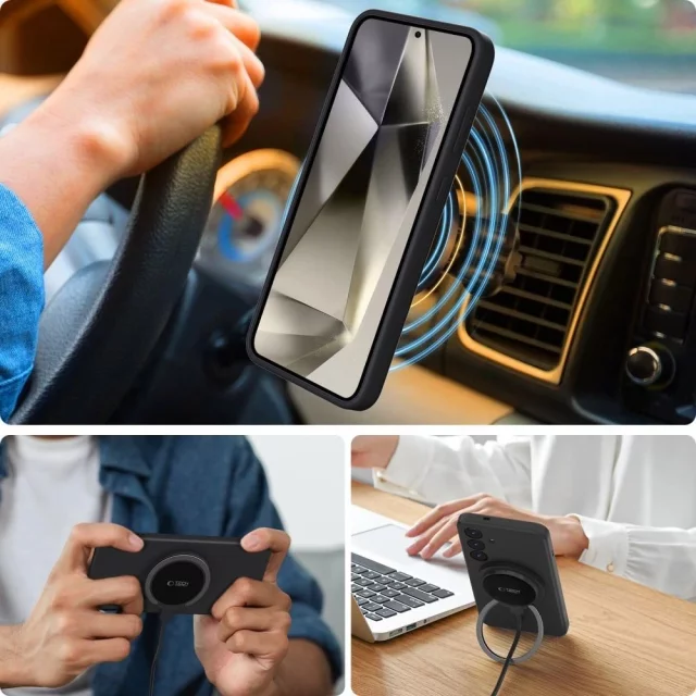 Etui do Samsung Galaxy S25 Edge Tech-Protect Liquid Silicone MagSafe Czarny