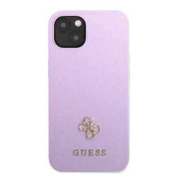 Etui Guess GUHCP13SPS4MU do Apple iPhone 13 Mini 5,4" purpurově/fialový pevný obal Saffiano 4G malé kovové logo