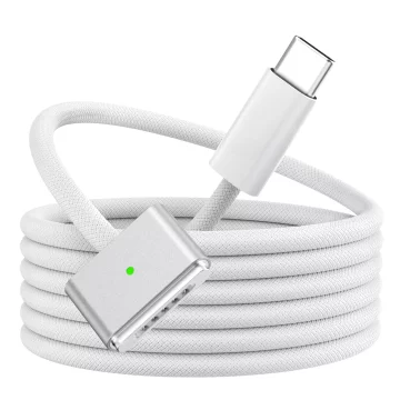 Kabel zasilający USB-C do MagSafe 3 – szybkie ładowanie 140W, przewód 2 m, do Apple MacBook, wytrzymały i bezpieczny – Alogy PowerLink™ Biały