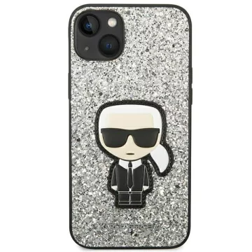 Protective phone case Karl Lagerfeld KLHCP14MGFKPG for Apple iPhone 14 Plus 6.7" hardcase silver/silver Glitter Flakes Ikonik