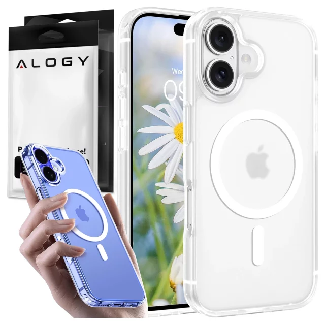 Etui do Apple iPhone 16 obudowa Alogy Anti-Shock Hybrid Case do MagSafe Przezroczyste + szkło hartowane