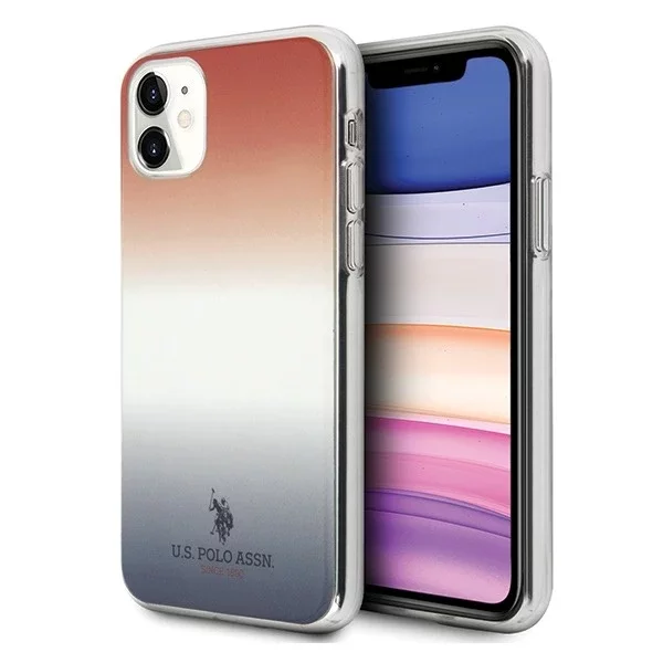 US Polo Gradient Pattern Collection Pouzdro na telefon iPhone 11 červeno-modré/modré