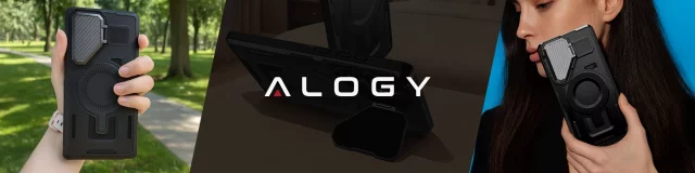 Samsung Galaxy S25 Ultra Schutzhülle mit MagSafe-Verstärkung, verstärktem Linsenschutz und Standfunktion, Alogy HeavyDuty Mag™️ Schwarz