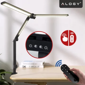 Skládací LED stolní lampa Alogy SmartDesk™ s trojitým osvětlením, nastavitelným jasem, upevněním na stůl, ochranou očí – černá