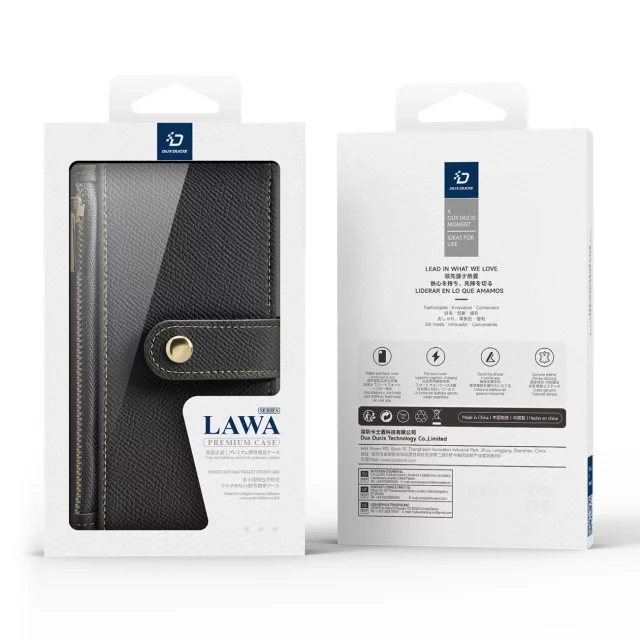 Etui ochronne do iPhone 16 Dux Ducis Lawa MagSafe + portfel – czarne
