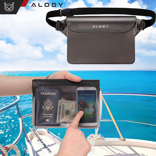 2x wasserdichte Tasche Hüfttasche Hülle für Telefon wasserdichte Hülle 21,5x23,5cm Alogy Waterproof Schwarz