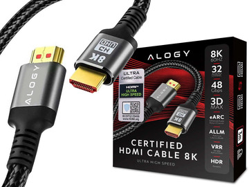 Kabel x2 HDMI 2.1 Alogy 2m 8K PREMIUM ULTRA High Speed 60Hz 48GBps Czarny