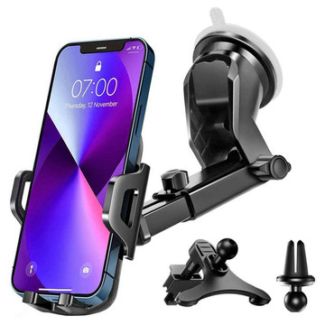 Alogy 3in1 Car Phone Holder for Window Window for Dashboard Grille Cockpit Black USB-C Cable 2.4A 1m