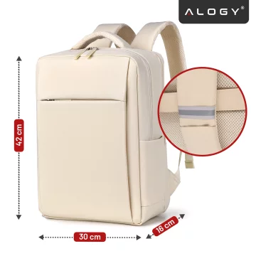 Alogy UrbanPack Pro™ Business Backpack for 15-16" Laptops – Waterproof, Shockproof, with Bottle Pocket and Luggage Strap – Beige