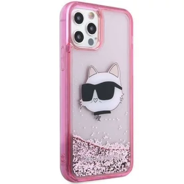 Ochranné pouzdro na telefon Karl Lagerfeld KLHCP12MLNCHCP pro Apple iPhone 12 /12 Pro 6,1" růžové/růžové pevné pouzdro Glitter Choupette Head