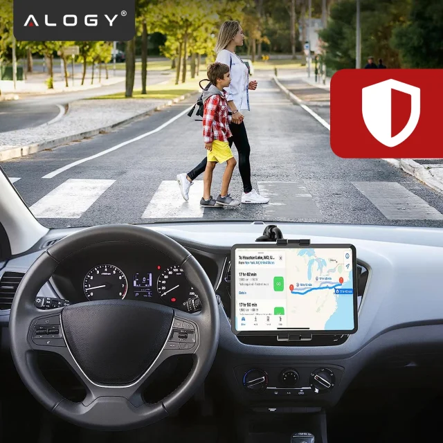 Alogy Autohalterung für Tablet-Telefon, Armaturenbrett, Windschutzscheibe für Auto mit langem Arm, 4–13 Zoll, Schwarz