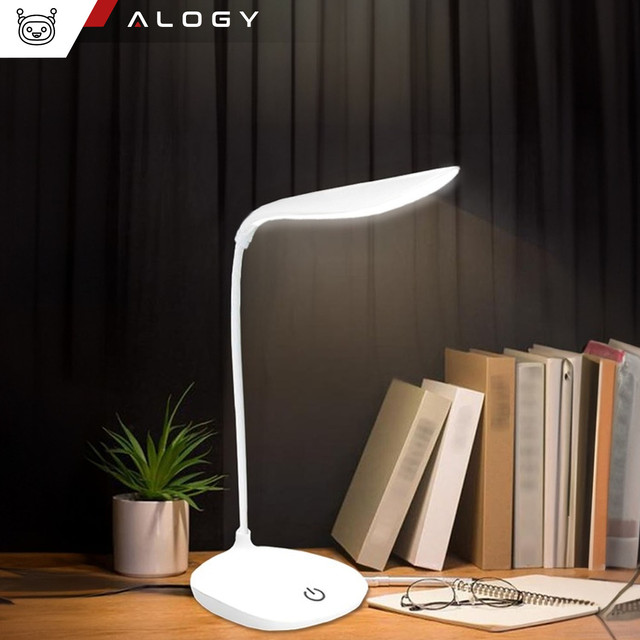 Stolní LED lampa na školní dotykový stůl USB stojící noční bezdrátová Flexible Alogy White