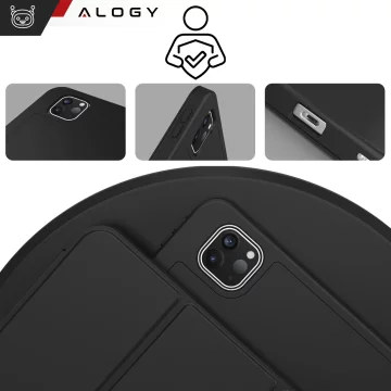 Etui ochronne z rysikiem do Apple iPad Pro 13" 2024 Alogy Book Cover Case obudowa na tablet Czarne + Szkło