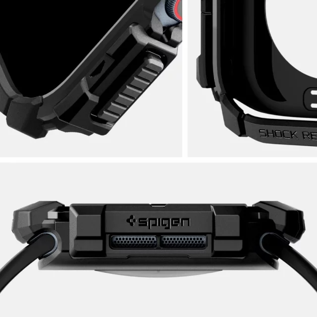 POUZDRO PRO APPLE WATCH 10 (46MM) ČERNÉ, MATNÉ, ČERNÉ, SPIGEN RUGGED ARMOR PRO