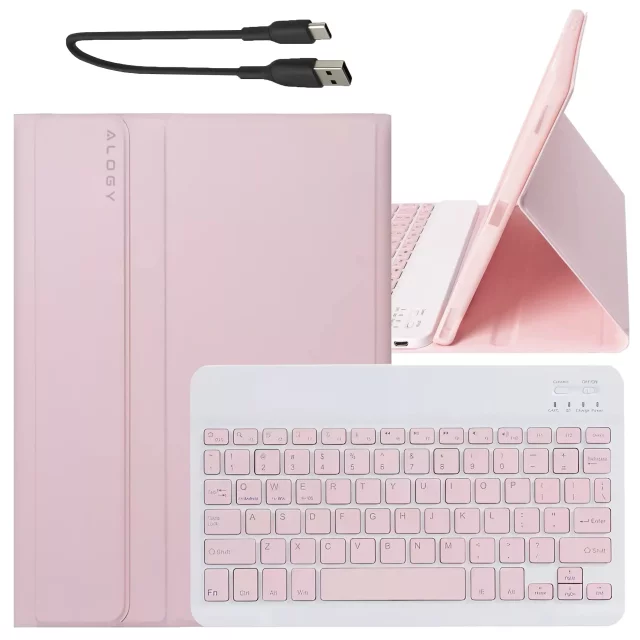Etui z klawiaturą z miejscem na rysik do Samsung Galaxy Tab S9 FE 10.9" Alogy Keyboard Case Różowe
