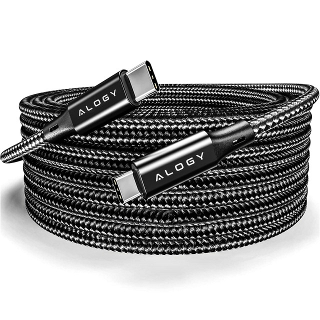 USB-C Type C cable strong fast 60W PD 2M for iPhone 15/Pro/Max nylon cable Alogy Black