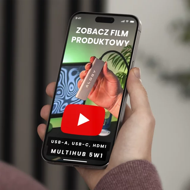 Hub 5w1 USB-C do USB-C PD100W, USB-C, USB.A 2.0, USB.A 3.0, HDMI 4K 30Hz / 1080p 60Hz – Alogy MultiHub™ Do Notebooka Laptopa