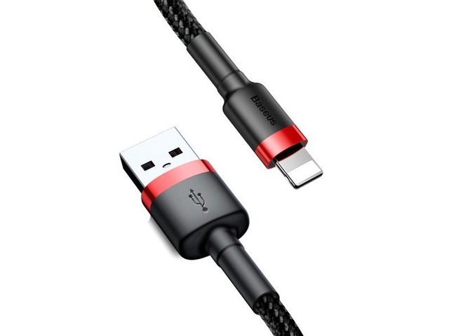 2m Baseus Keviar USB Lightning kabel pro iPhone iPad iPod 1,5A černá a červená