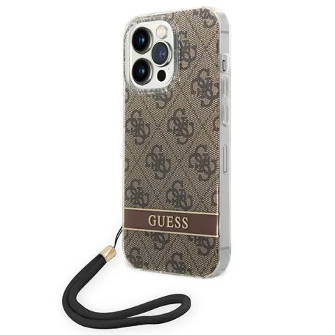 Etui Guess GUOHCP14XH4STW iPhone 14 Pro Max 6,7" brązowy/brown hardcase 4G Print Strap