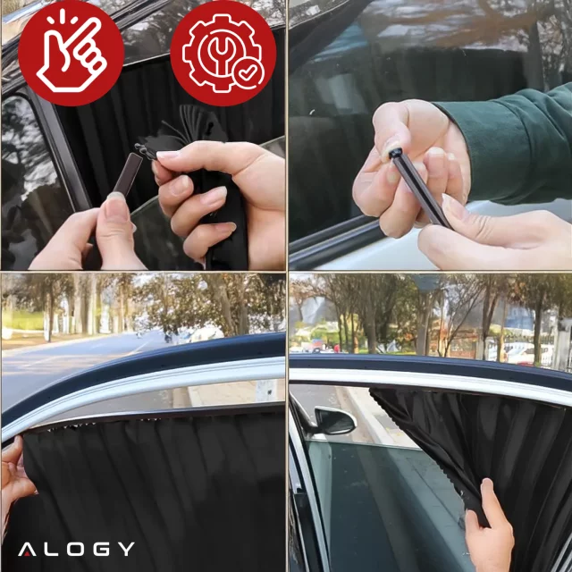 Kryt Magnetická roleta na přední boční okna pro ochranu auta proti slunci UV ochrana Černá [2 ks]