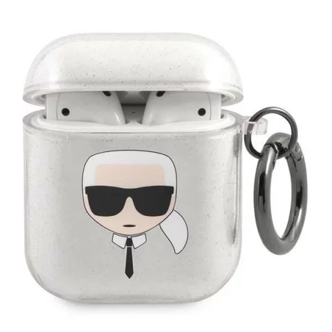 Karl Lagerfeld KLA2UKHGS kryt AirPods srebrny/stříbrný Glitter Karl`s Head