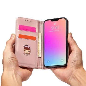 Magnet Card Case etui do iPhone 13 Pro pokrowiec portfel na karty kartę podstawka różowy