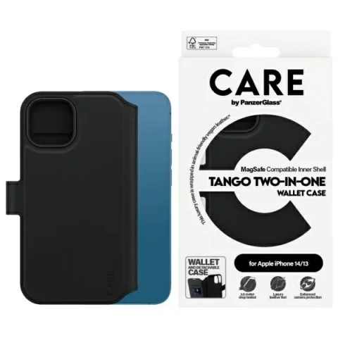 Peněženka 2v1 CARE od PanzerGlass Tango pro iPhone 14/13 6,1" černá