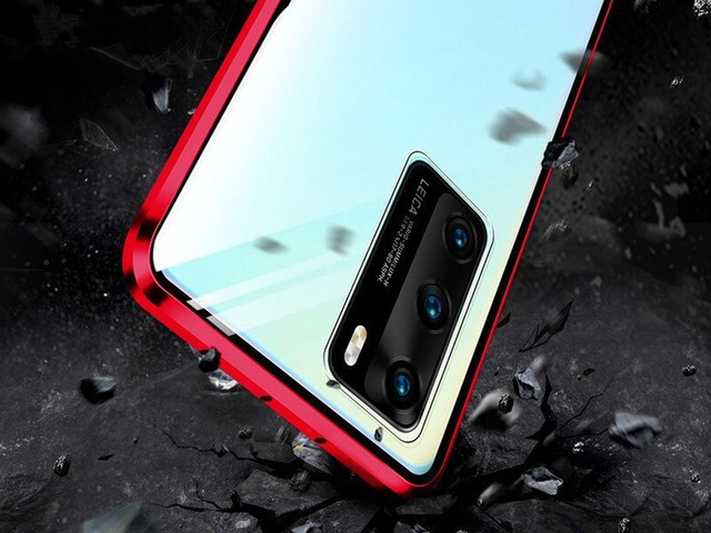 Dr.Fit doppelseitige magnetische Glashülle für Huawei P40 Red