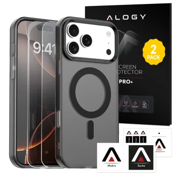 Hülle für Apple iPhone 16 Pro Max Alogy MagSafe Hybrid Matte Case Matte Cover mit Linsenschutz Schwarz