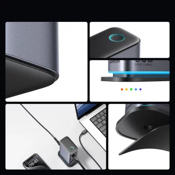 Joyroom 65W GaN Multiport Charger, 4x USB-C, 2x USB-A, Dark Gray