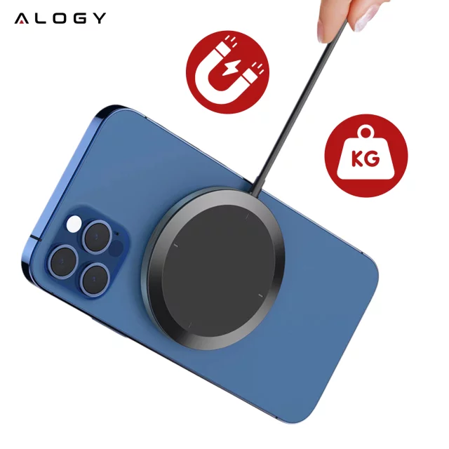 2-in-1-Autohalterung mit Alogy Airvent MagSafe QI Charger, induktives Ladegerät für MagSafe 15 W für Kühlergrill Schwarz