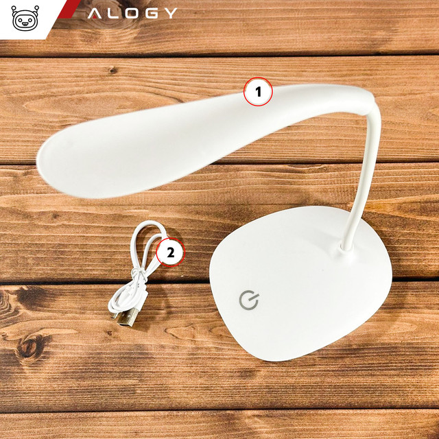 LED desk lamp for desk touch touch school USB standing night wireless Flexible Alogy White