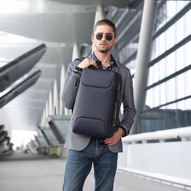 Bange Wasserdichter Diebstahlsicherer Rucksack für 15,6"-Laptops, ideal für Stadtreisen, 48 x 30 x 16 cm, für Arbeit und Flugreisen, für Damen und Herren, mit USB-Anschluss und Zahlenschloss, Marineblau