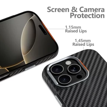 Hülle MagSafe Tech-Protect Ion Carbon iPhone 16 Pro Max Czarny/Srebrn