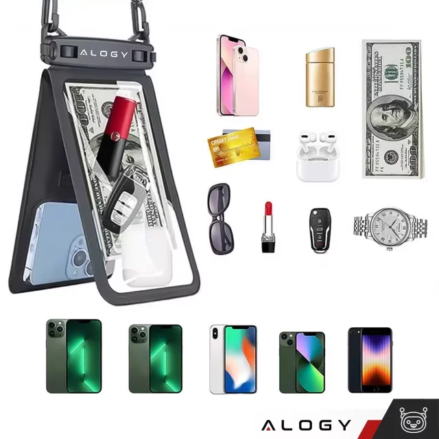 Vodotěsné IPX8 vodotěsné pouzdro pro 6,7" telefon double Case Alogy Waterproof Black