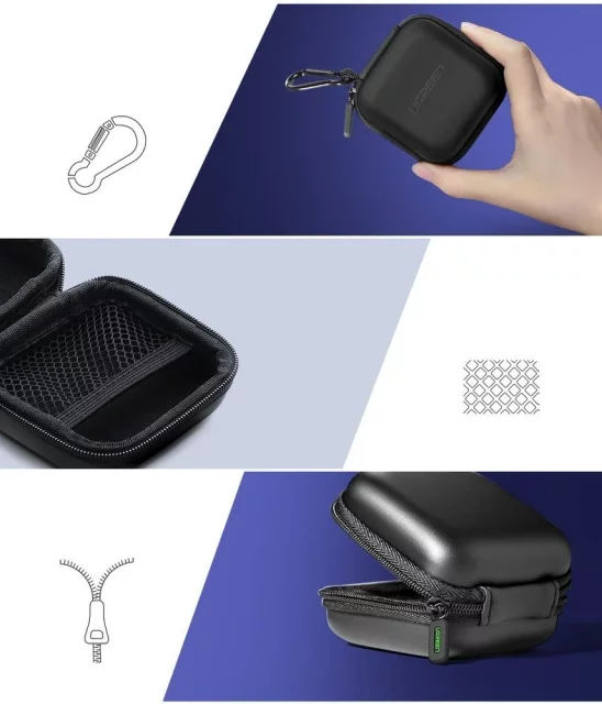 UGREEN Case Etui für Kopfhörer 8 cm x 8 cm schwarz (40816)