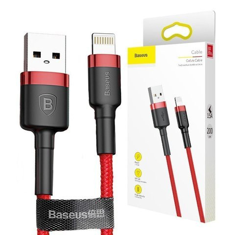 Kabel 2m Baseus Keviar USB Lightning do iPhone iPad iPod 1.5A Czerwony
