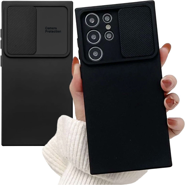 Case for Samsung Galaxy S24 Ultra Armored Case Protection Camera Cover Slide Camshield Case Alogy Black Glass