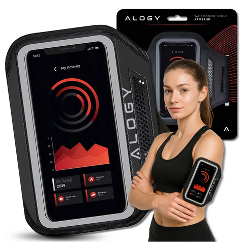 Alogy WaterProof Sport ArmBand running case waterproof armband for phone 6.7 inch Black