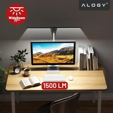 Skládací LED stolní lampa Alogy SmartDesk™ s trojitým osvětlením, nastavitelným jasem, upevněním na stůl, ochranou očí – černá