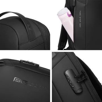 Bange voděodolný batoh na 15,6" notebook, městský cestovatel, 45x30x16 cm, do práce, do letadla, pánské, dámské, s USB portem Černá