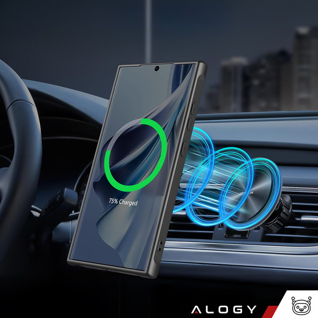 MagSafe Alogy Ring Mag Clear Case für Samsung Galaxy S23 Ultra Qi-Ladegeräte Schwarz