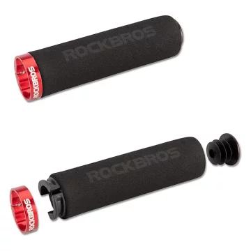 Rockbros BT1001BKRD sponge bicycle handlebar grips - black and red