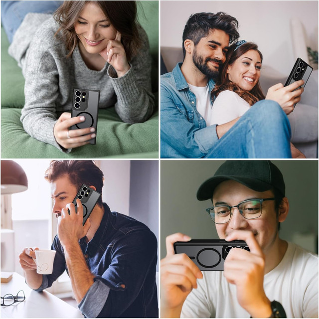 MagSafe Alogy Ring Mag Clear Case für Samsung Galaxy S23 Ultra Qi-Ladegeräte Schwarz