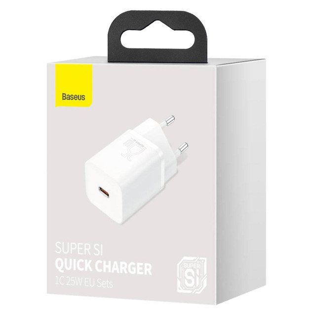 Baseus Super Si USB-C Typ C PD 25 W weißes Netzteil-Ladegerät
