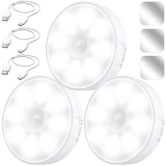 3x Lampa LED pohybový senzor soumrak noční lampa Alogy Sensor Light Bezdrátové osvětlení nábytku Bílé světlo 6000k