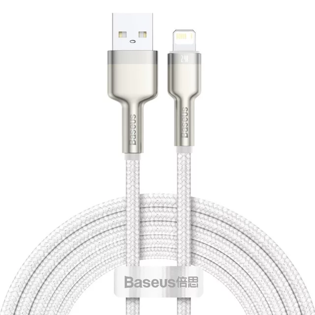Baseus Cafule Metal Data kabel USB - Lightning 2,4 A 2 m biały (CALJK-B02)