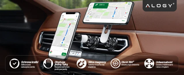 Držák do auta MagSafe pro iPhone 14 13 12 na mřížku Alogy Airvent držák do auta černý