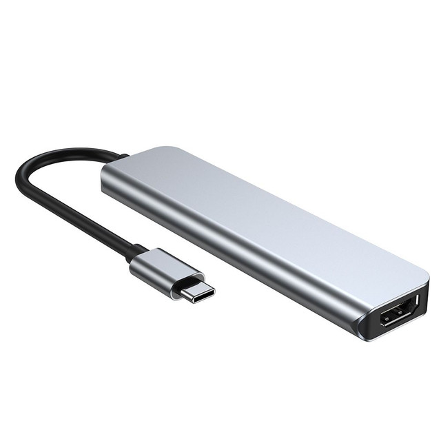 Hub adaptér USB V4-HUB 6w1 USB-C šedý
